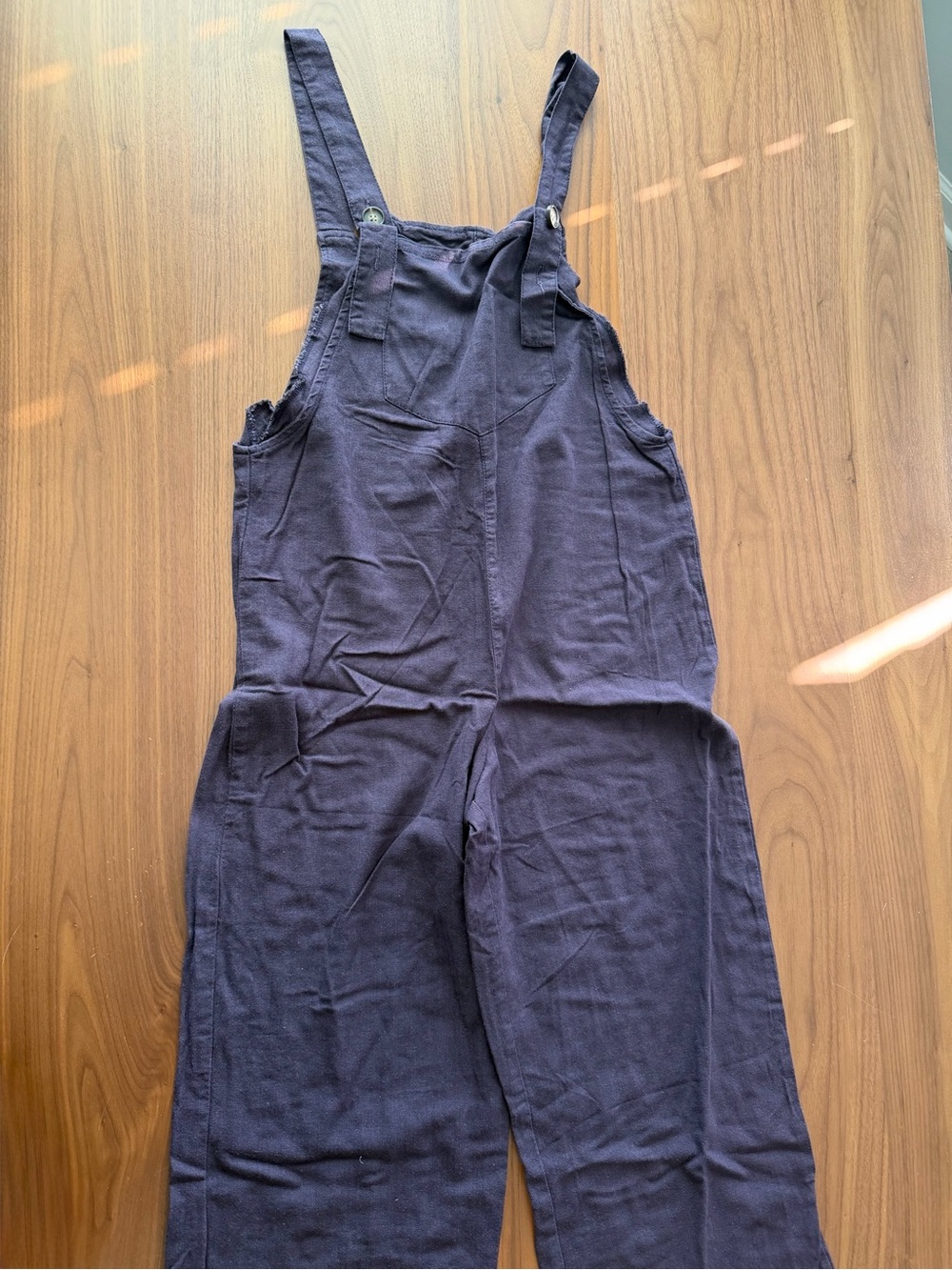 Wide-Leg Navy Cotton Overalls Jumpsuit